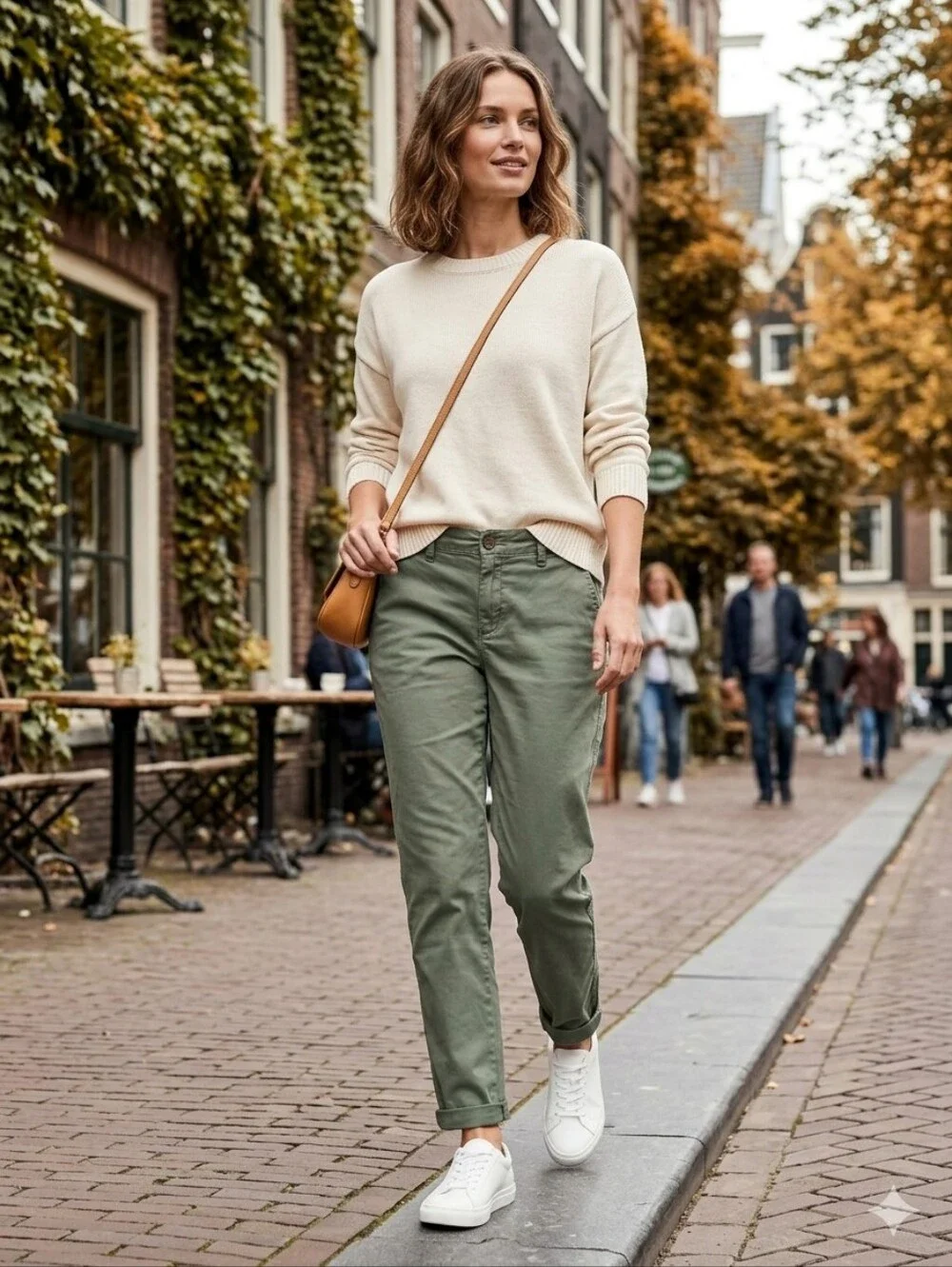 Gap Women's Preppy Casual Olive Girlfriend Khaki Chino Pants Size 6T - Picture 1 of 7